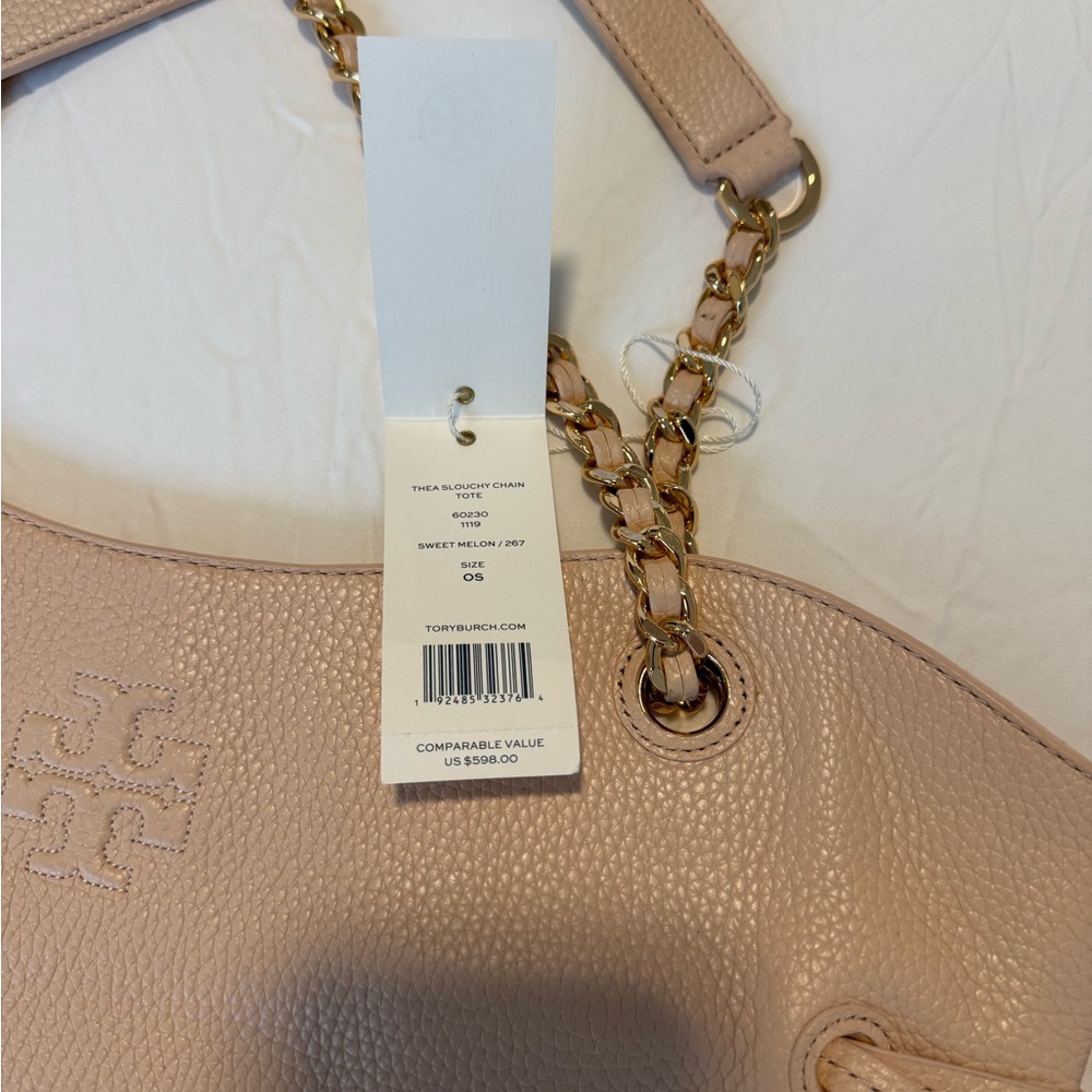 Tory Burch Blush Leather Shoulder Bag with Chain Straps - Picture 3 of 7